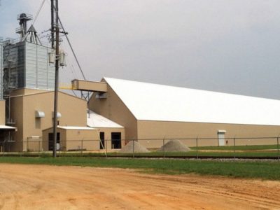 Steel building livestock feed processing plant