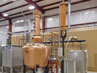 Interior of pre-engineered whiskey distillery building