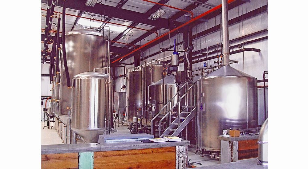 Interior of steel building brewery building