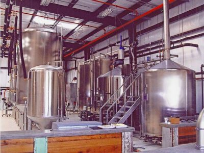 Interior of steel building brewery building