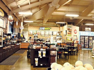 Steel building interior of convenience store