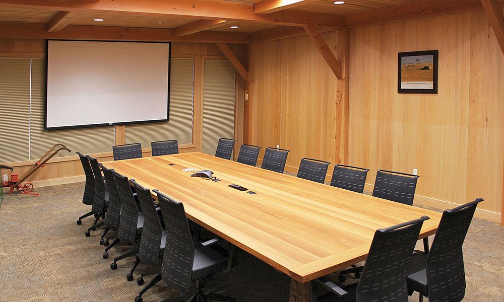 Steel building barndominium conference room