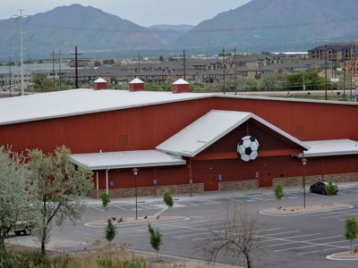 Clear span steel building used for indoor soccer