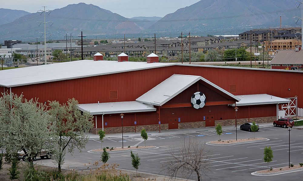 Clear span steel building used for indoor soccer
