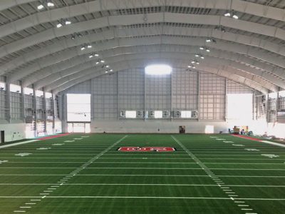 Interior view of NCU practice facility- steel building