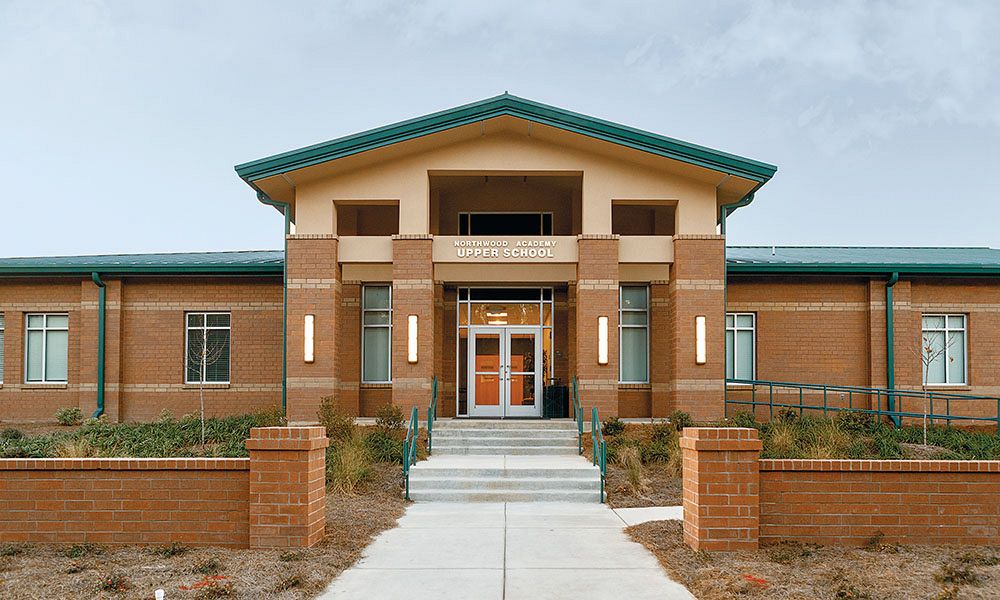 Entrance to custom designed school buildings