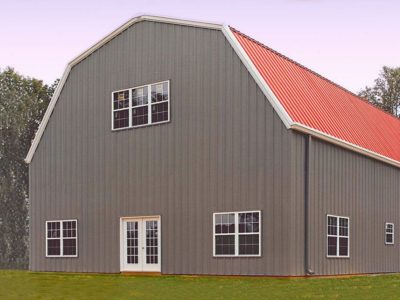 Steel building barn with gambrel roof