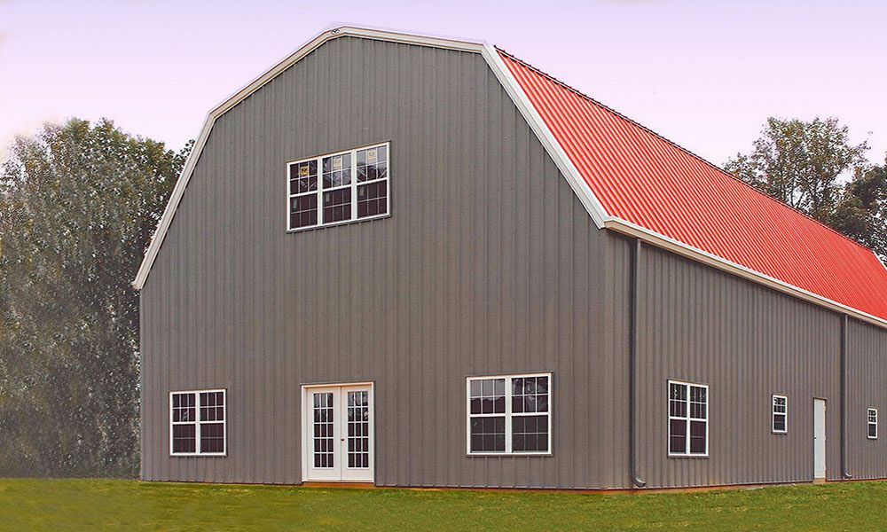Steel building barn with gambrel roof