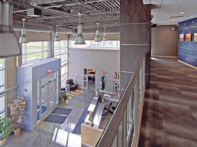 Mezzanine within agricultural retail metal building