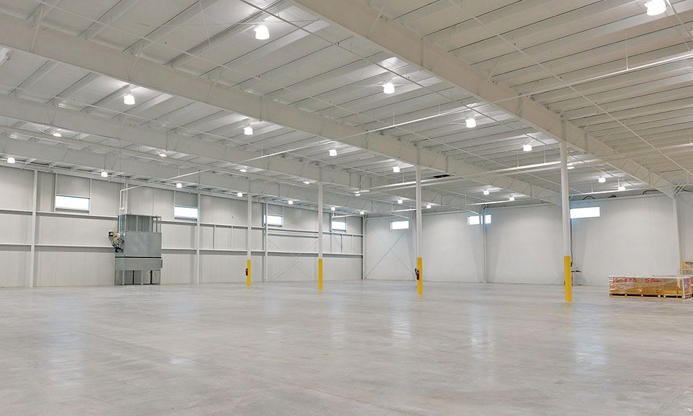 Interior of steel building manufacturing expansion