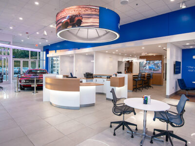 Metal Building Auto Dealership & Service Facility - Showroom Interior