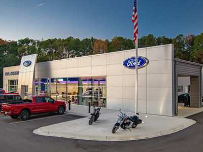 Metal Building Auto Dealership & Service Facility - Front Elevation
