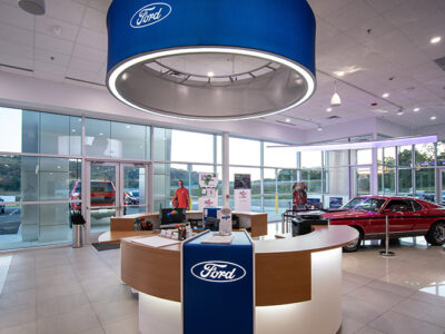 Metal Building Auto Dealership & Service Facility - Showroom Interior