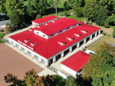 Steel building pavilion with clerestory