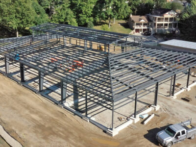 Steel frame for pavilion building