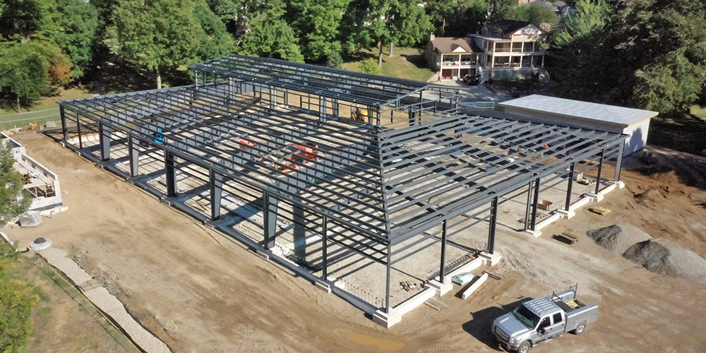 Steel frame for pavilion building