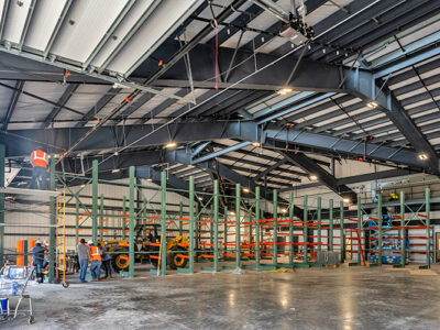 Metal building clear span interior