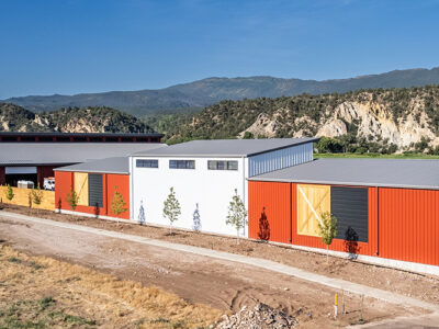 Metal building warehouse with retail facility