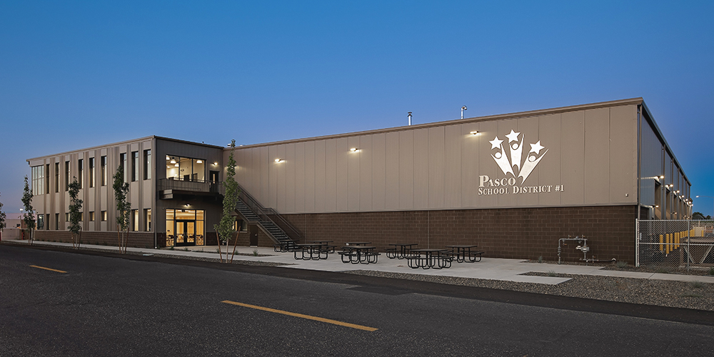 School transportation & maintenance building with office