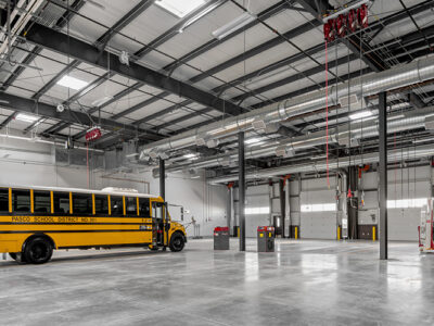 School transportation & maintenance building with office